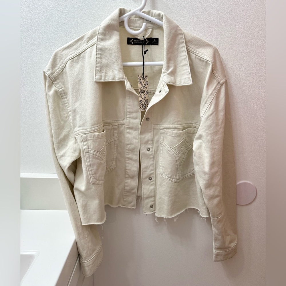 NWT Nanette Lepore Ivory Jean Jacket US L